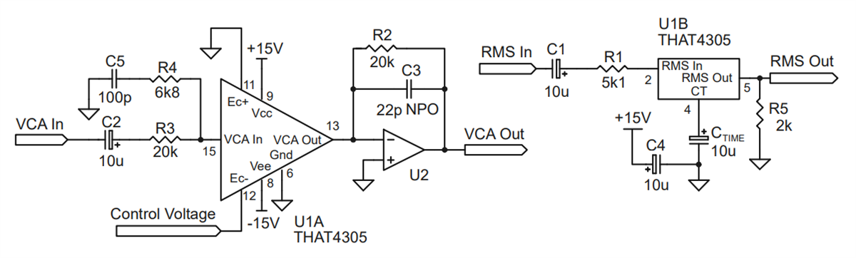 Application Circuit Diagram - THAT Corporation 4305 Series Pre-trimmed Analog Engine® ICs